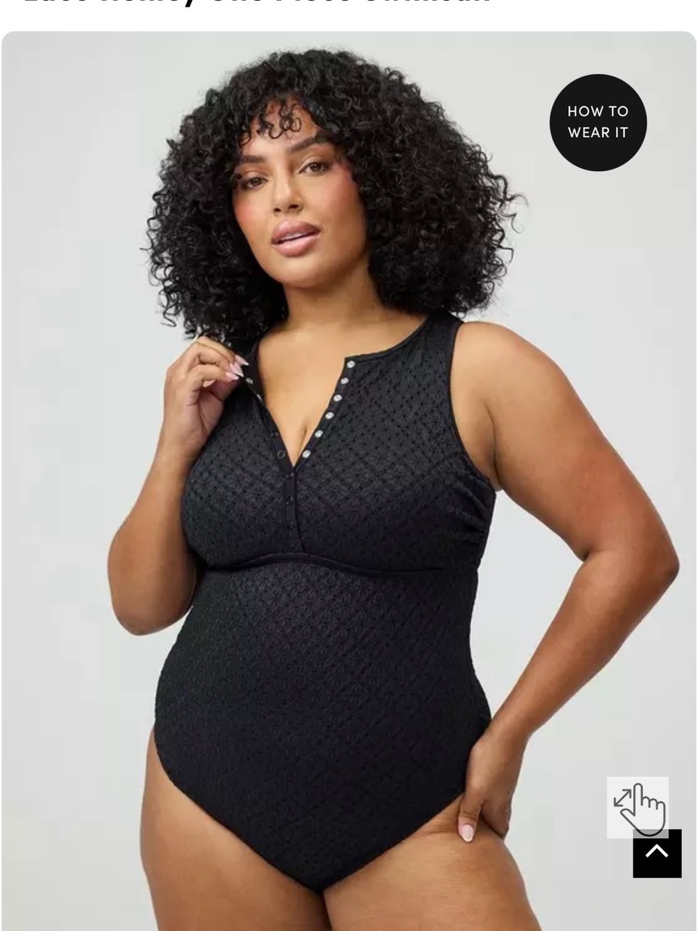 torrid lace Henley Black Textured Snap-Front One-Piece Swimsuit plus size 0